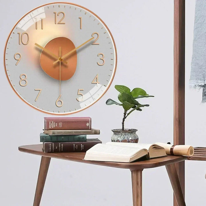 Elegante minimalistische wandklok, stille kwartsuurwerk, 30 cm diameter, klassiek-modern ontwerp, decoratief voor elk interieur
