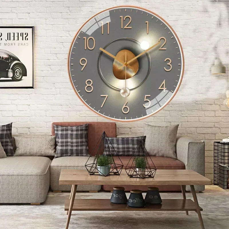 Elegante minimalistische wandklok, stille kwartsuurwerk, 30 cm diameter, klassiek-modern ontwerp, decoratief voor elk interieur