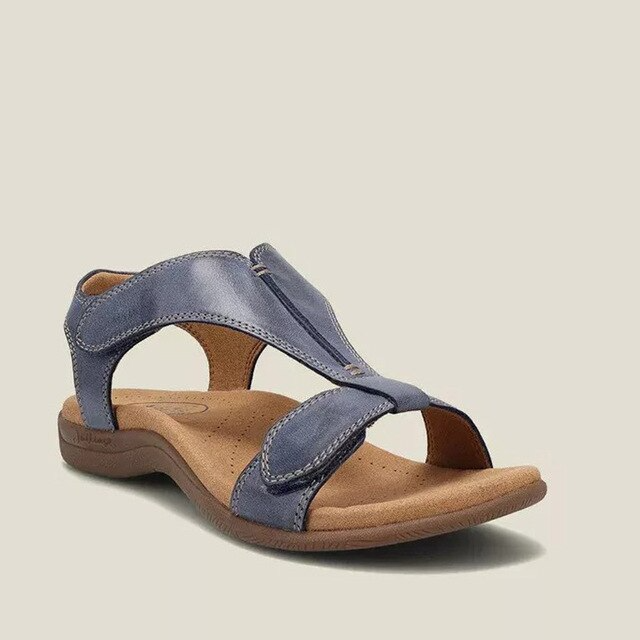 Elegante orthopedische dames sandalen, klittenbandsluiting, neutraal ontwerp, zacht gevoerde zolen voor comfort en stijl.