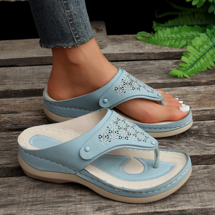 "Elegante orthopedische leren wandelsandalen voor dames, ademend bovenwerk, comfortabel en stijlvolle verlichting."