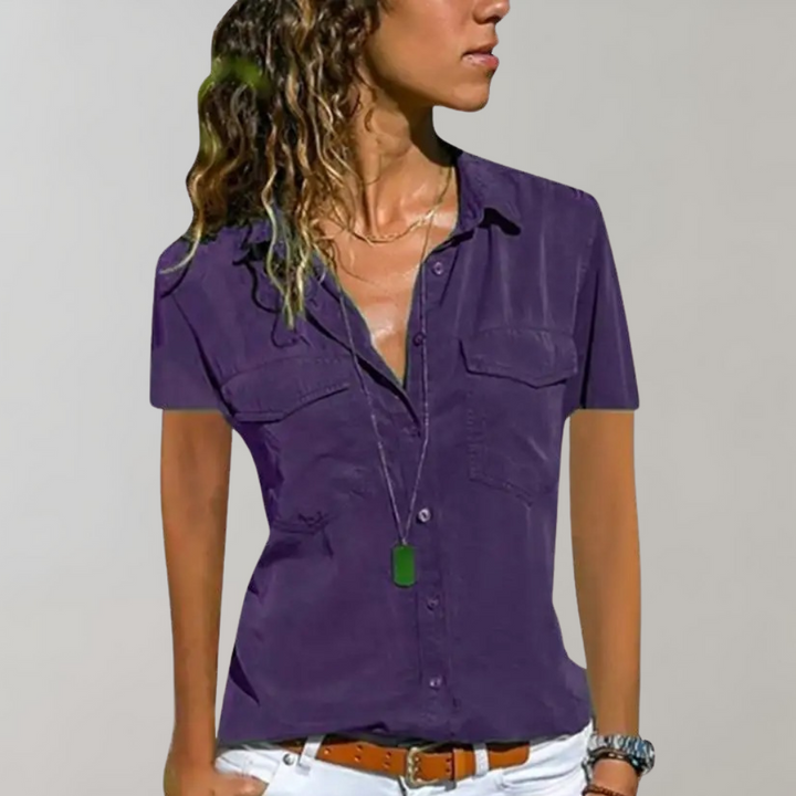 Comfortabele Serena zomerblouse met korte mouwen. Veelzijdige en stijlvolle top voor casual chic lente- en zomerlooks.