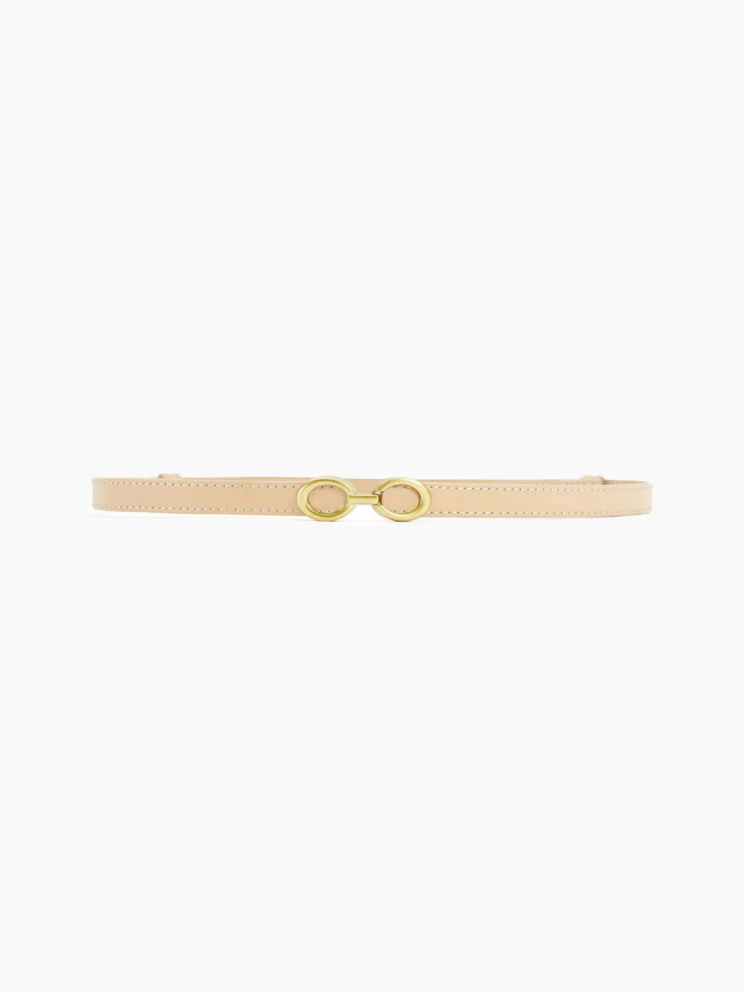 "Elegante smalle damesriem van leer met moderne gouden ringengesp, ideaal voor elke stijlvolle outfit"