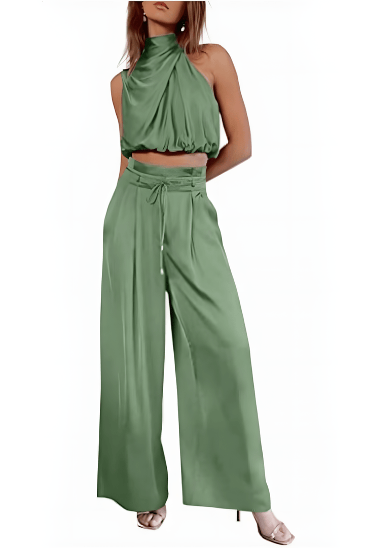 Wijdvallende broek van de comfortabele tweedelige set, casual chic voor dames en veelzijdig.