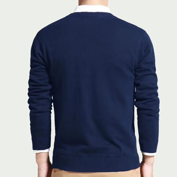 "Elegante V-hals premium katoenen trui voor dames met lange mouwen, ideaal voor iedere gelegenheid en comfortabele pasvorm."