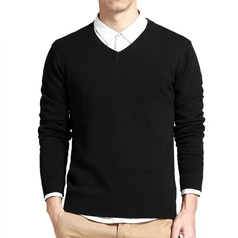 "Elegante V-hals premium katoenen trui voor dames met lange mouwen, ideaal voor iedere gelegenheid en comfortabele pasvorm."