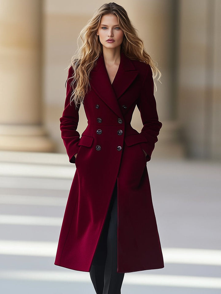Klassieke wijnrode dames mantel, comfortabel en modieus. Ideale buitenkleding voor een chique look.