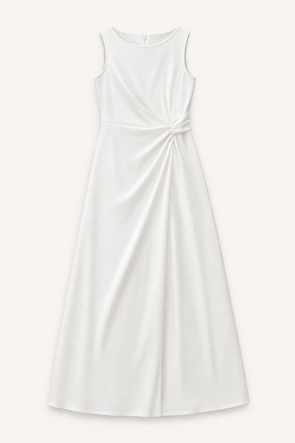 Witte feestjurk voor dames, lange elegante avondjurk met split en subtiele draperingen, ideaal voor speciale gelegenheden.