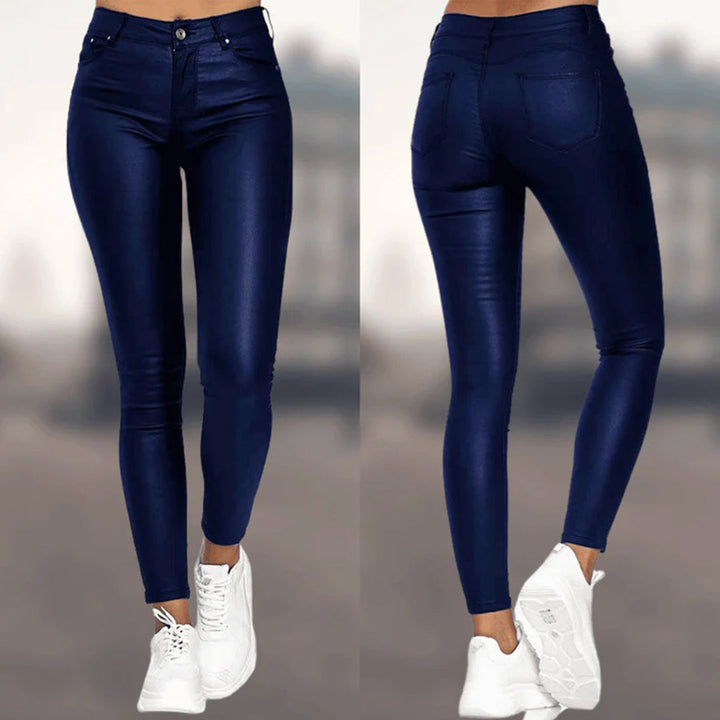 Veelzijdige lange skinny broek van PU leer voor dames, comfortabel en modieus voor een zomerse casual look.