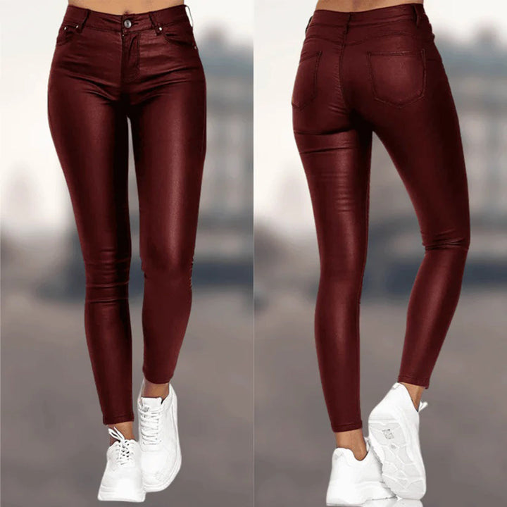 Moderne dames skinny broek van PU leer, casual en elegant, geschikt voor een veelzijdige en zomerse stijl.