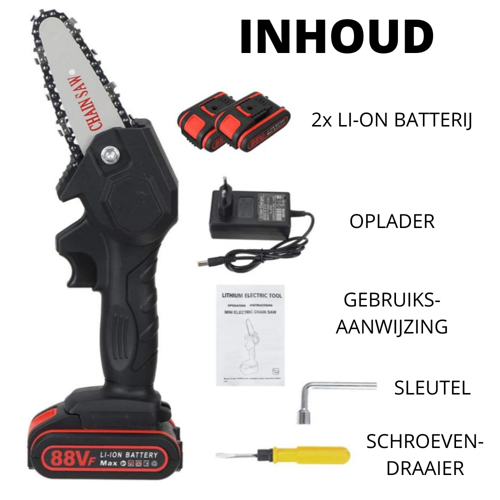 Draagbare elektrische accu kettingzaag; essentieel gereedschap voor elk snoeiproject.