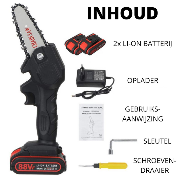 Draagbare elektrische accu kettingzaag; essentieel gereedschap voor elk snoeiproject.