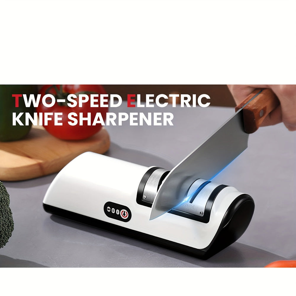H8 elektrische messenslijper met USB-oplaadfunctie; ideaal voor scherpe keukenmessen, waar je ook bent.