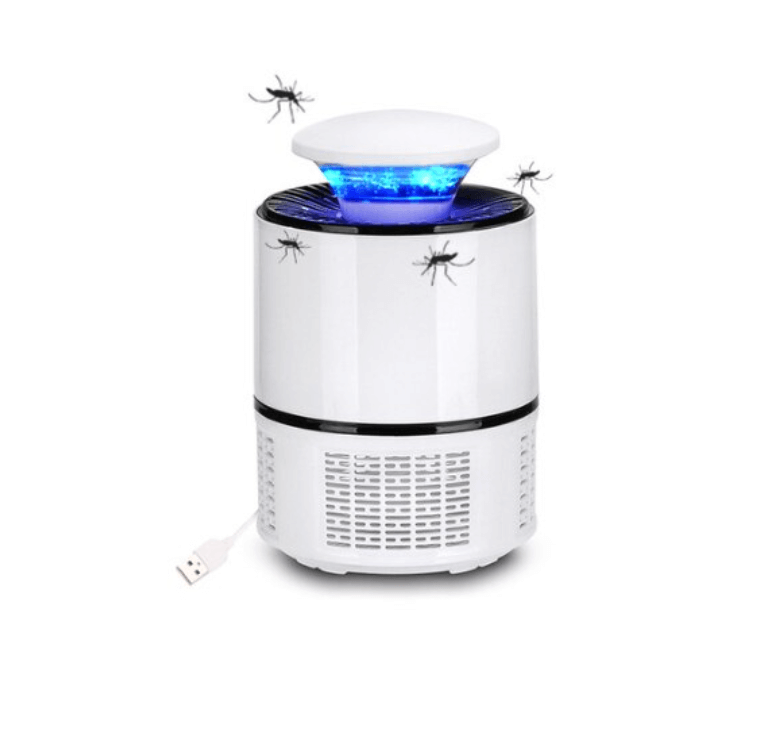 "Elektrische muggendoder lamp, krachtig design, USB oplaadbaar, stil, elegant zwart, geschikt voor binnen en buiten."