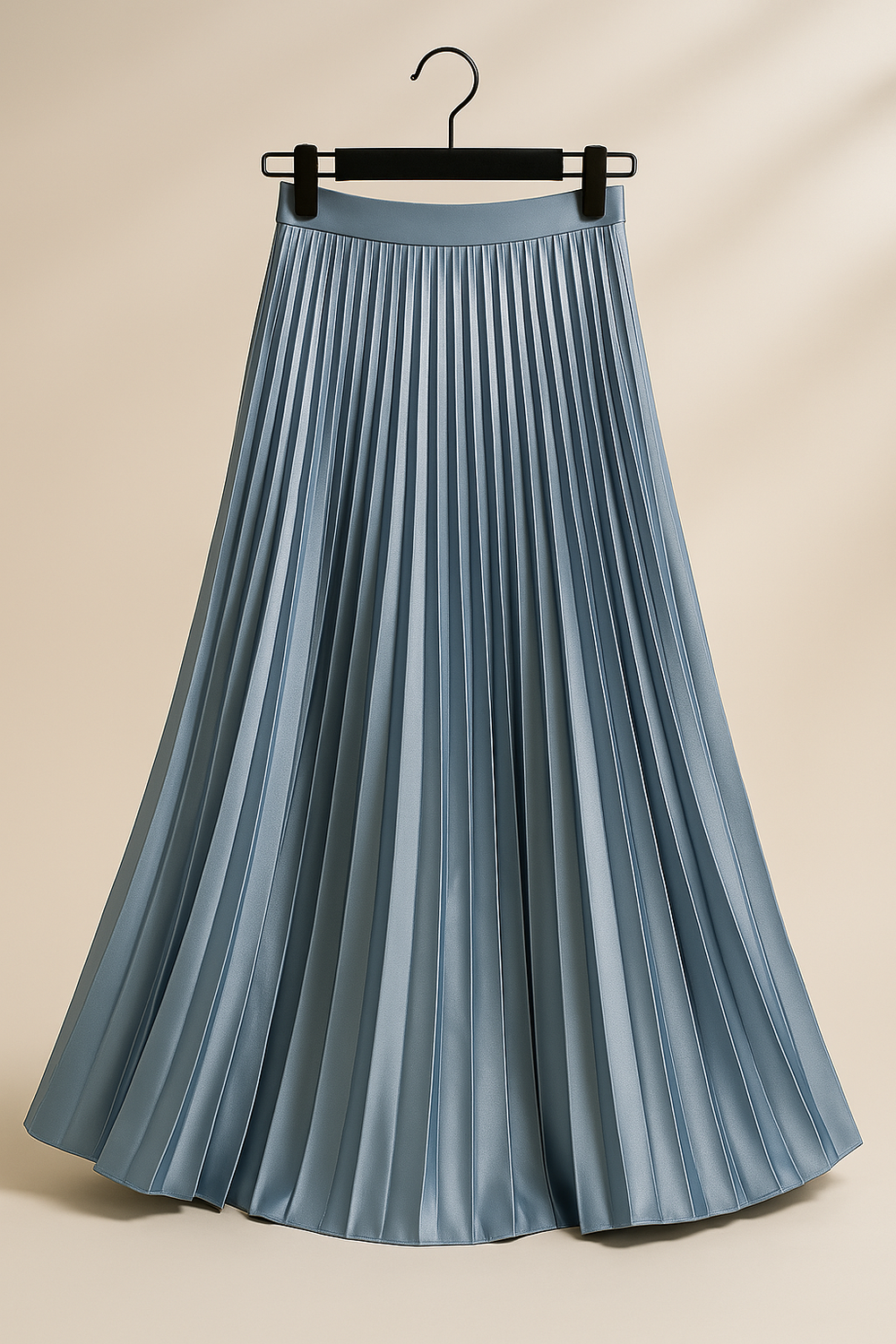 "Elva satijnen plissérok, hoge taille, glanzende stof, elegante uitstraling in meerdere kleuren"