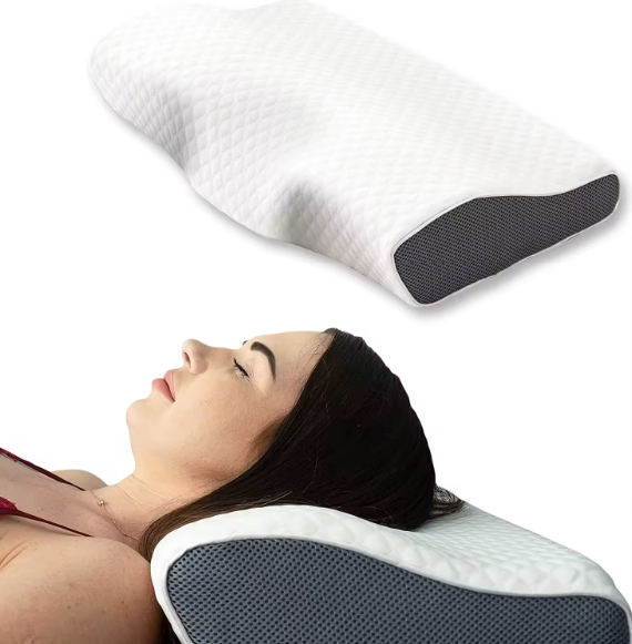 "Ergonomisch anti-snurk kussen, wit, met zachte vulling voor hoofd- en neksteun, bevordert gezonde slaap en vermijdt snurken.