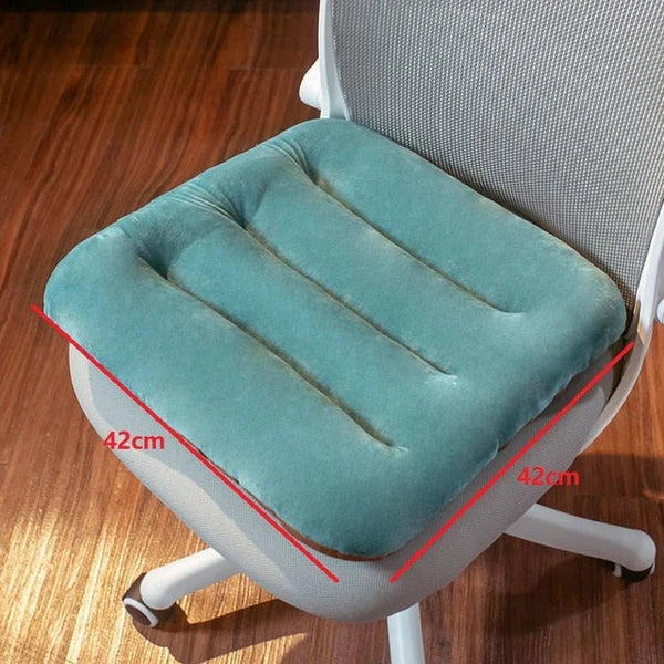Ergonomisch zitkussen, grijs, met drukverlagend schuim, zachte bekleding en antislip onderkant voor ultiem zitcomfort.