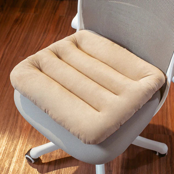 Ergonomisch zitkussen, grijs, met drukverlagend schuim, zachte bekleding en antislip onderkant voor ultiem zitcomfort.