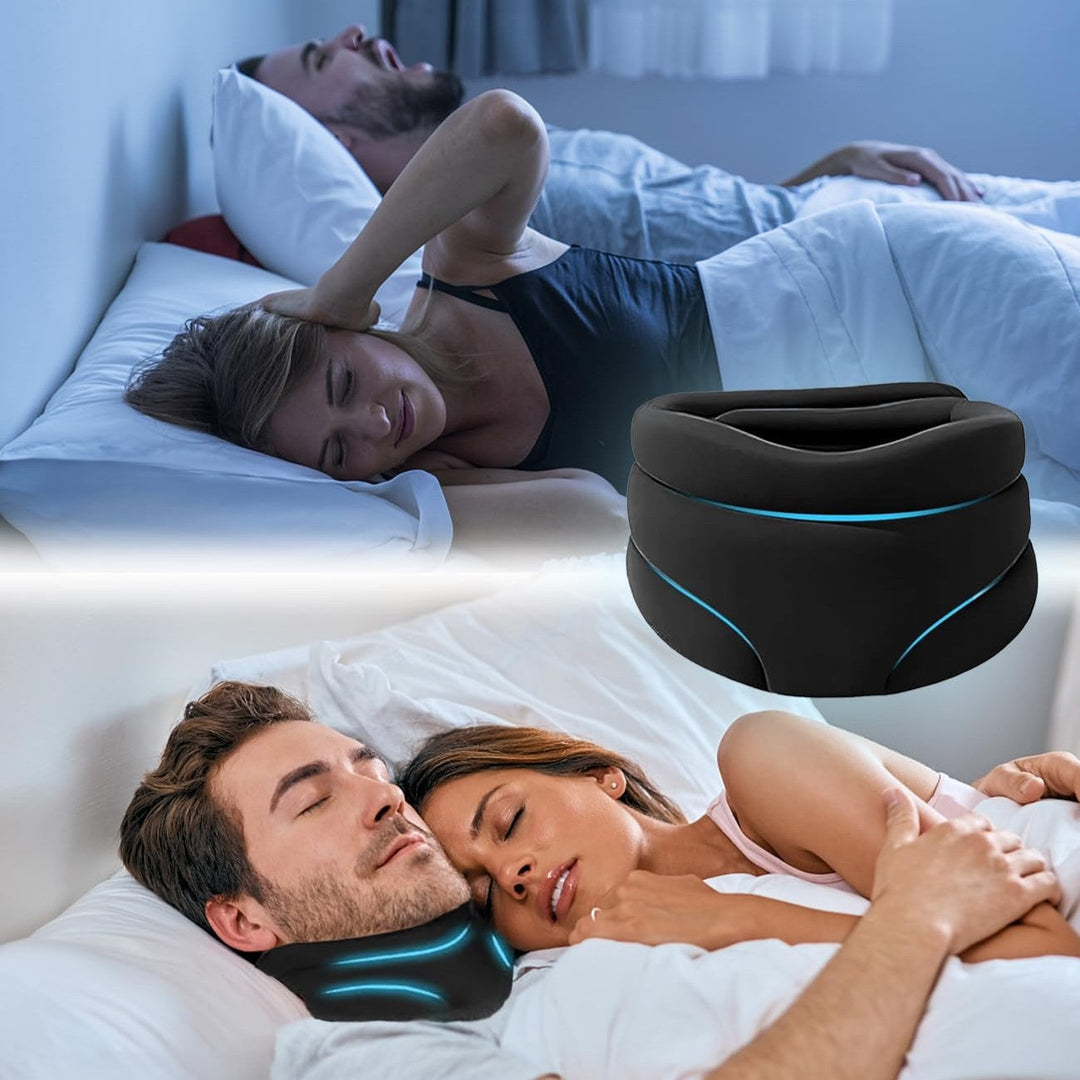 Ergonomische neksteun voor snurkvermindering en nekpijnverlichting, verbetert slaapcomfort en ademhaling.