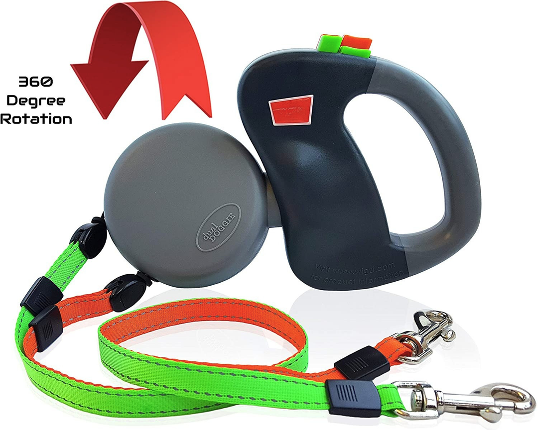 Dubbele hondenriem met flexlijn en anti-knoop voor twee honden. Ideaal huisdier accessoire voor comfort.
