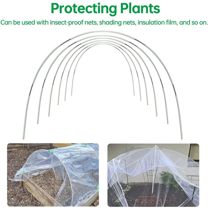 DIY tuinboogset van glasvezel voor flexibele plantentunnel; creëer makkelijk plantenbescherming in je moestuin.