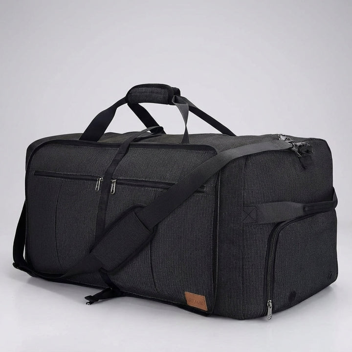 Grote opvouwbare duffeltas voor flexibel reizen, waterafstotend, ideaal als sporttas of weekendtas.