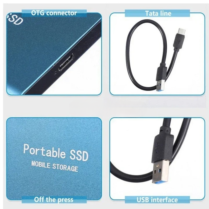 "FusionElite 2TB externe SSD, snel en schokbestendig, zilverkleurig, geschikt voor laptops en pc's"