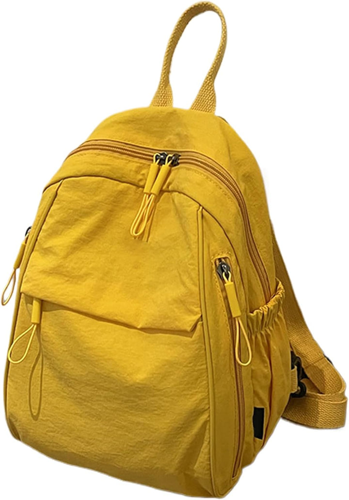 Gele unisex waterdichte rugzak met meerdere vakken, ideaal voor school & reizen.