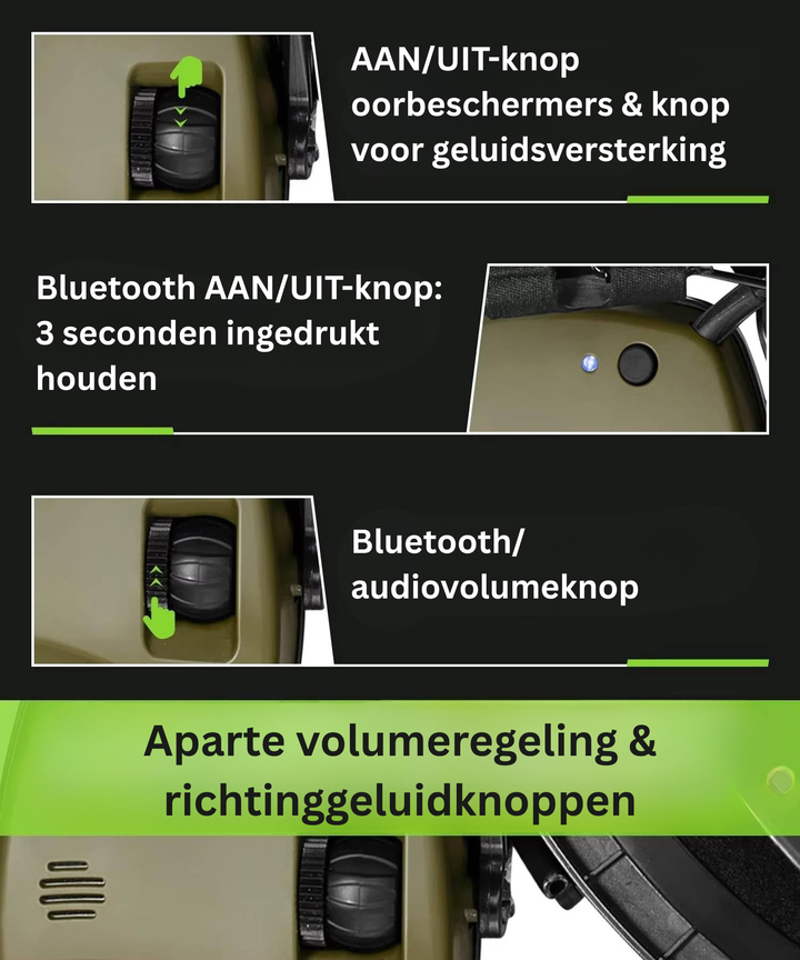 Veilige geluidsdempende gehoorbescherming voor schieten, jagen en tactische toepassingen; met Bluetooth.