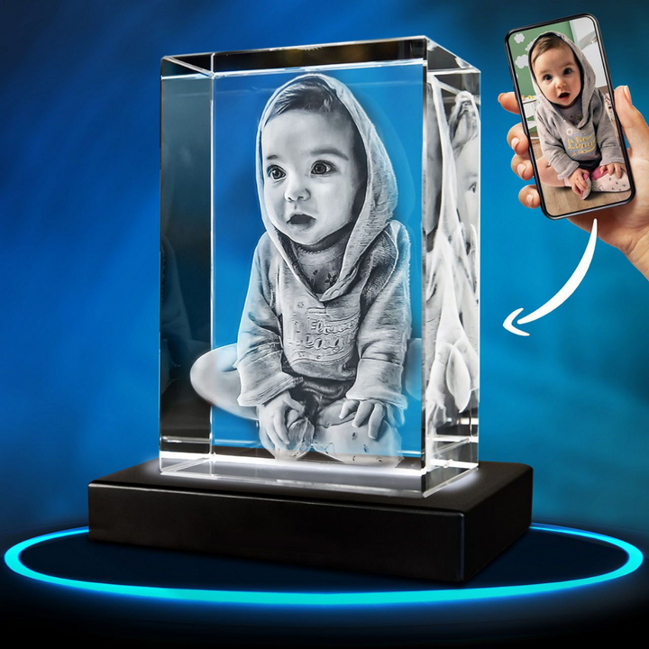 Moederdag cadeau: prachtig gepersonaliseerd 3D fotokristal met herinnering.
