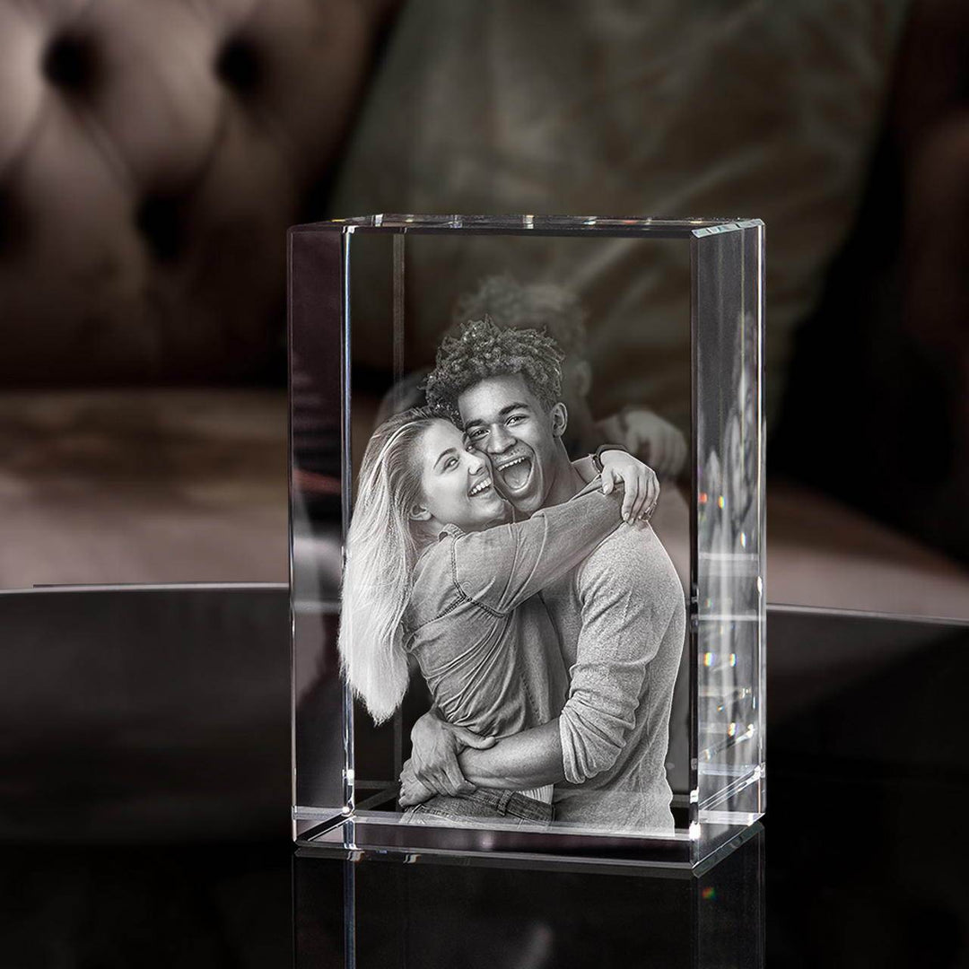 Gepersonaliseerd geschenk: kristal met 3D foto, een dierbare herinnering voor elke gelegenheid.