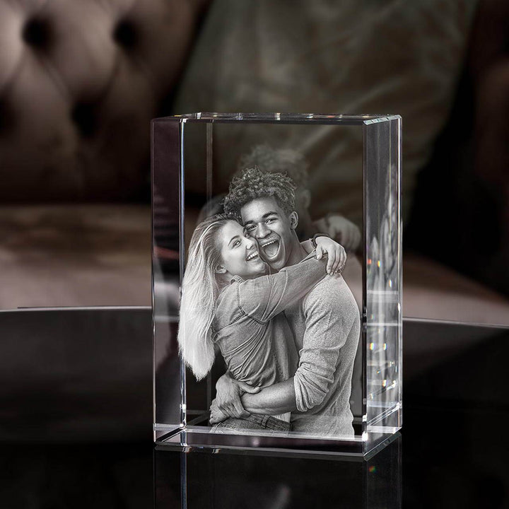 Gepersonaliseerd geschenk: kristal met 3D foto, een dierbare herinnering voor elke gelegenheid.