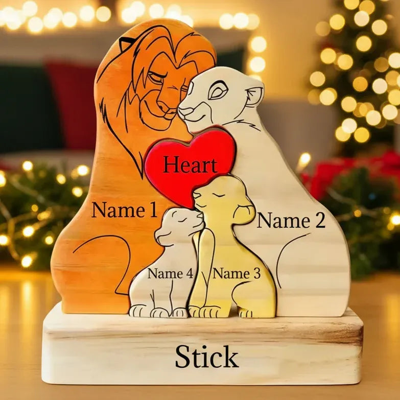 Houten familie sculptuur met beer design, custom gemaakt, een prachtig en uniek geschenk.