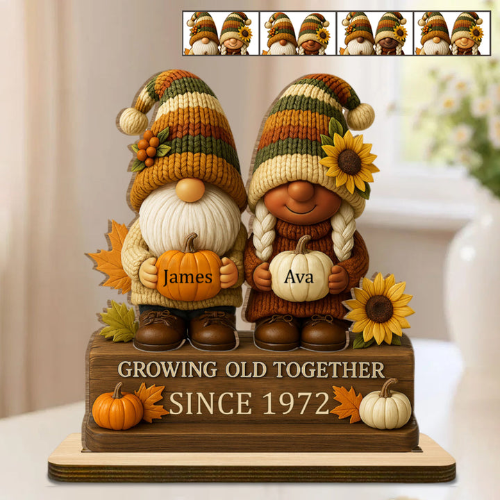 Gepersonaliseerde houten herfst plaque voor koppels, een liefdevol aandenken met namen en datum. Ideaal jubileum cadeau.