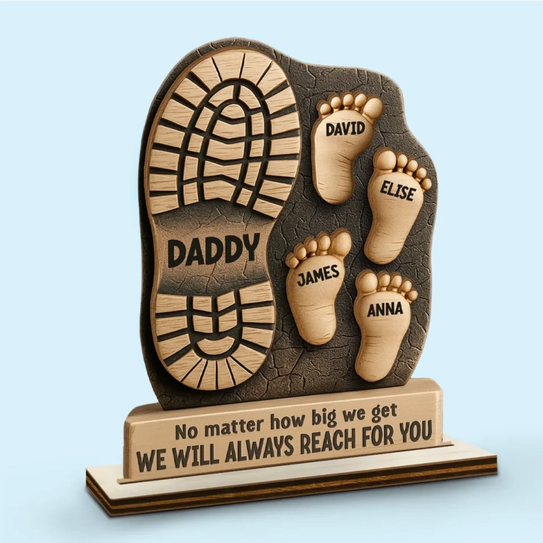 Gepersonaliseerde houten Vaderdag plaquette met custom tekst, ideaal cadeau voor papa of opa. Uniek woondecor.