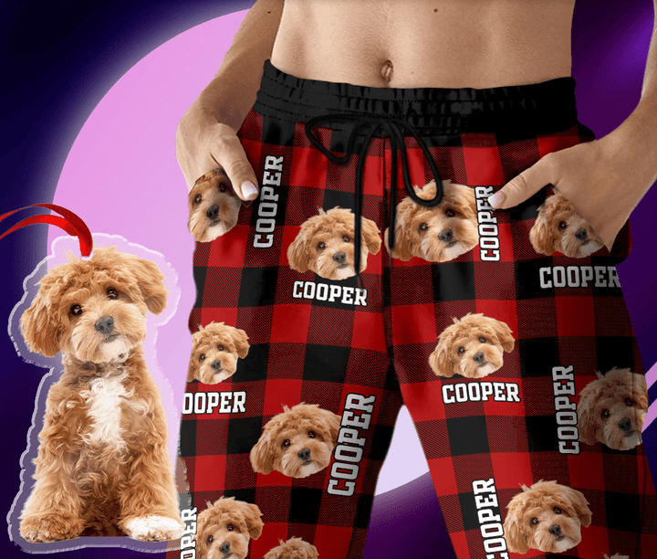 Gepersonaliseerde joggingbroek met huisdierfoto voor het hele gezin. Custom made sweatpants, comfortabel en uniek.