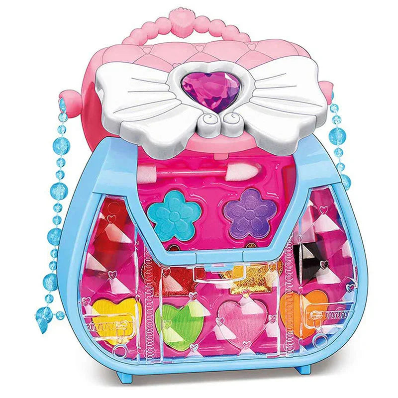 "Glanzende speelgoed make-up set voor kinderen, kleurrijke en veilige rollenspelkit, stimuleert creativiteit en fantasie."