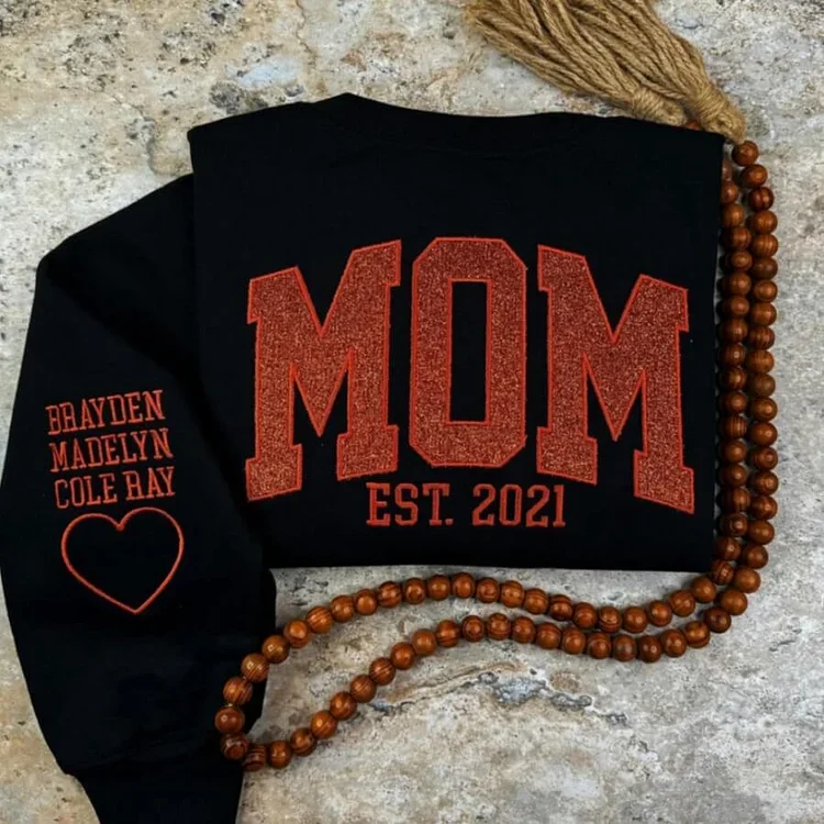 Comfortabel Moederdag sweatshirt van GlowMama, unisex model met namen