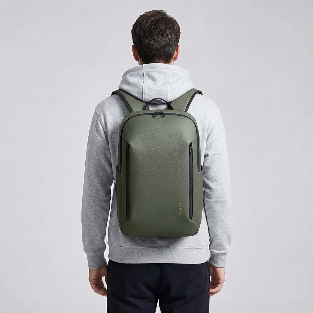 Grijze Transitex dagrugzak met ergonomisch design, perfect als schooltas of voor pendelen met je laptop.