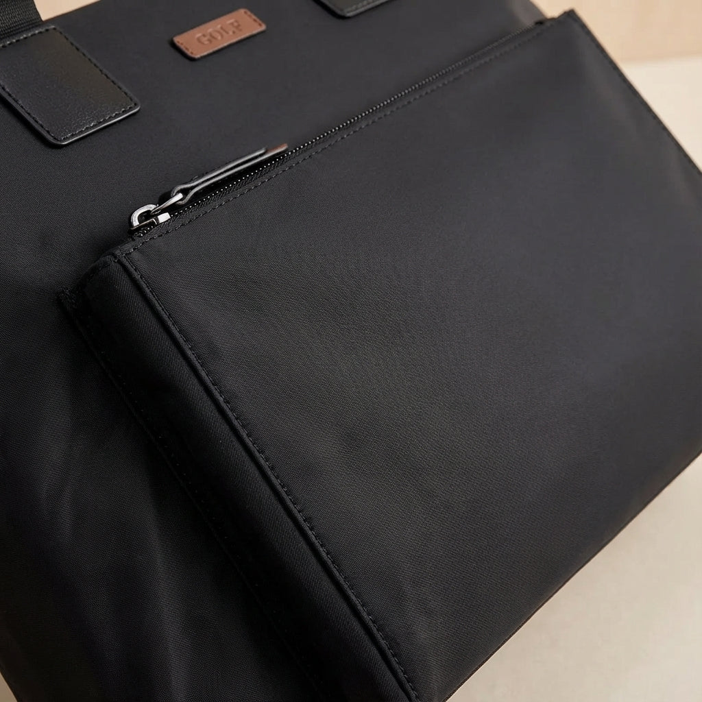 Stijlvolle zwarte of grijze canvas aktetas/schoudertas, zakelijke werktas voor laptop, unisex, comfortabel en duurzaam.