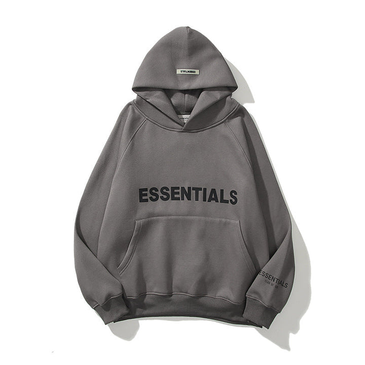 "Grijze heren hoodie met verstelbare capuchon en kangoeroezak, regular-fit en gemaakt van zachte, ademende katoenmix."