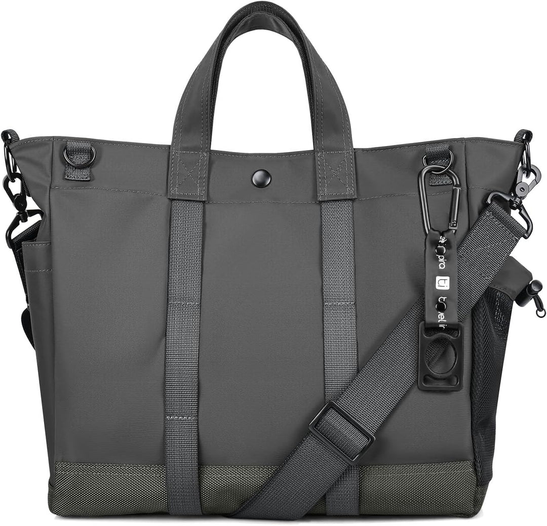Grijze MetroCarry unisex laptop schoudertas met meerdere vakken, verstelbare riem, ideaal voor werk & dagelijks gebruik.