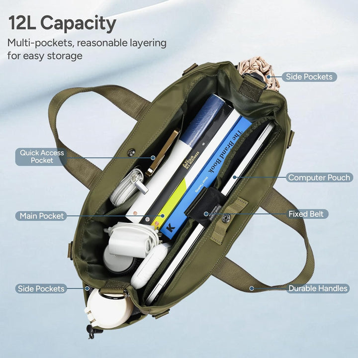 Verstelbare schouderriem van de MetroCarry unisex werktas, groen, voor comfortabel dragen als crossbody.
