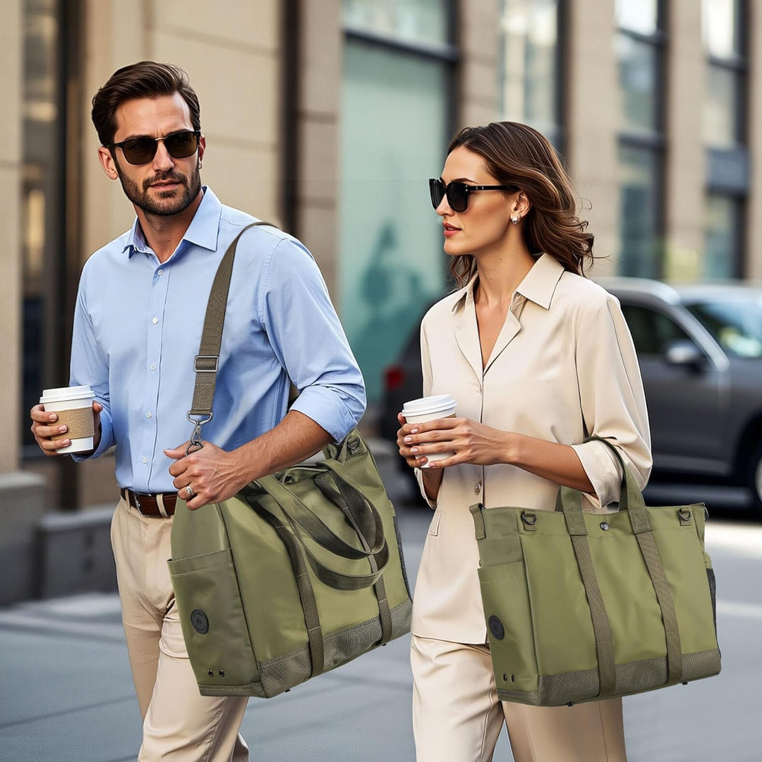 Duurzame MetroCarry laptop werktas, groen, ontworpen voor dagelijks intensief gebruik en reizen.