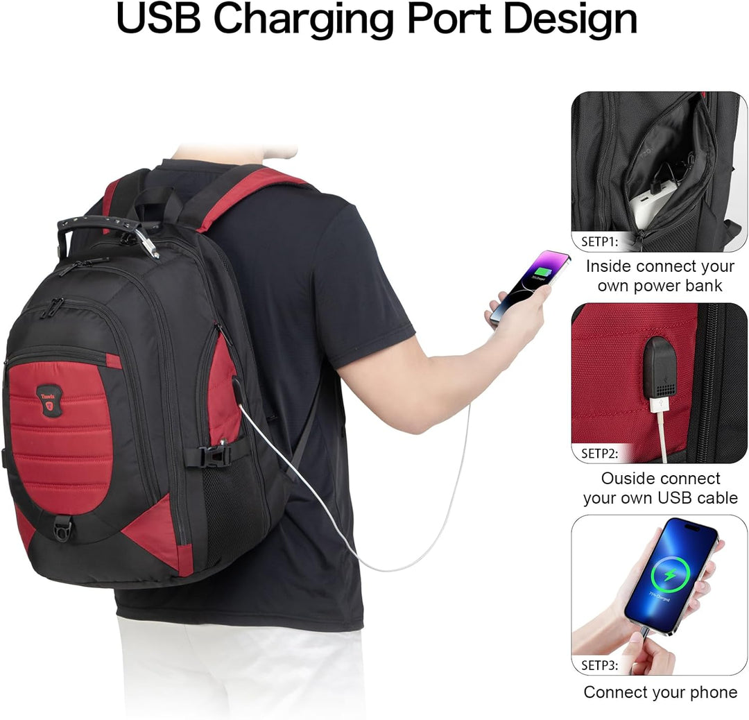 Veelzijdige unisex waterdichte rugzak (17,3") met USB, anti-diefstal en laptopvak, voor school, werk en reizen.