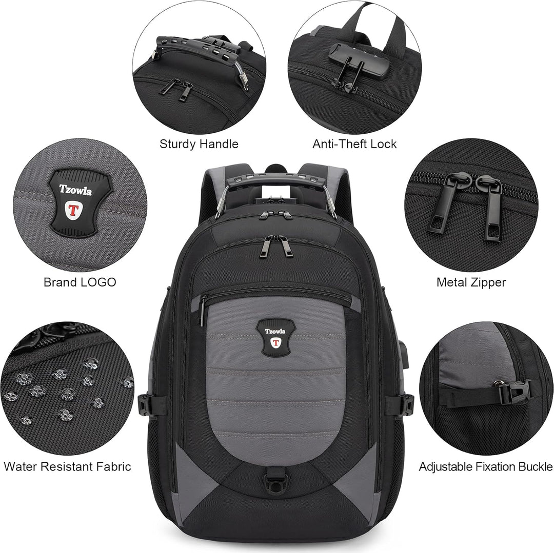 Unisex model met rode waterdichte reisrugzak (17,3") met USB en anti-diefstal, geschikt voor dagelijks gebruik.