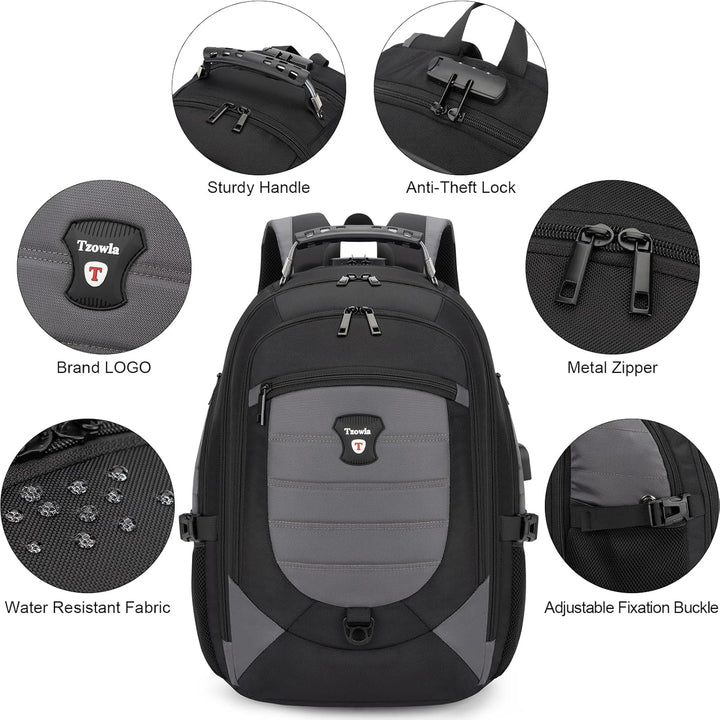 Unisex model met rode waterdichte reisrugzak (17,3") met USB en anti-diefstal, geschikt voor dagelijks gebruik.