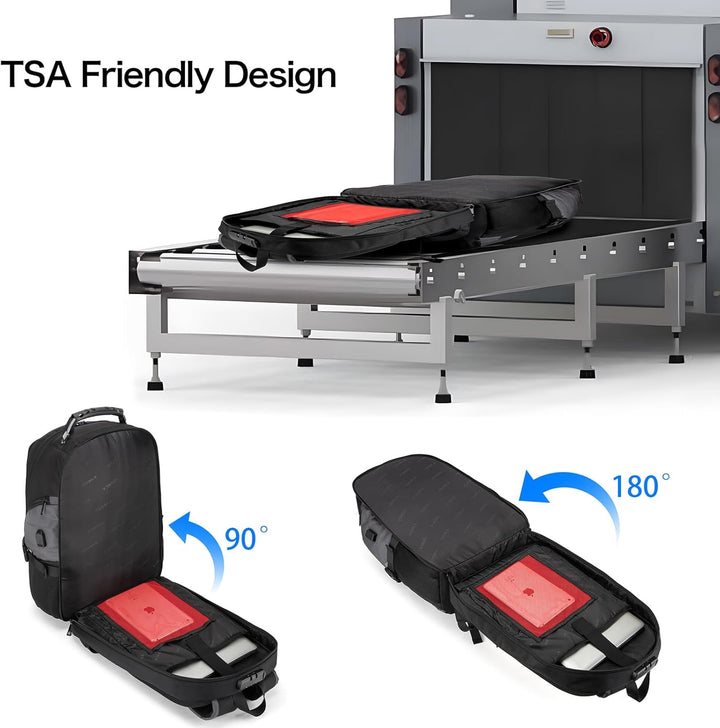 Waterafstotend oppervlak van de duurzame 17,3" laptop rugzak, toont bescherming tegen regen en spatten.
