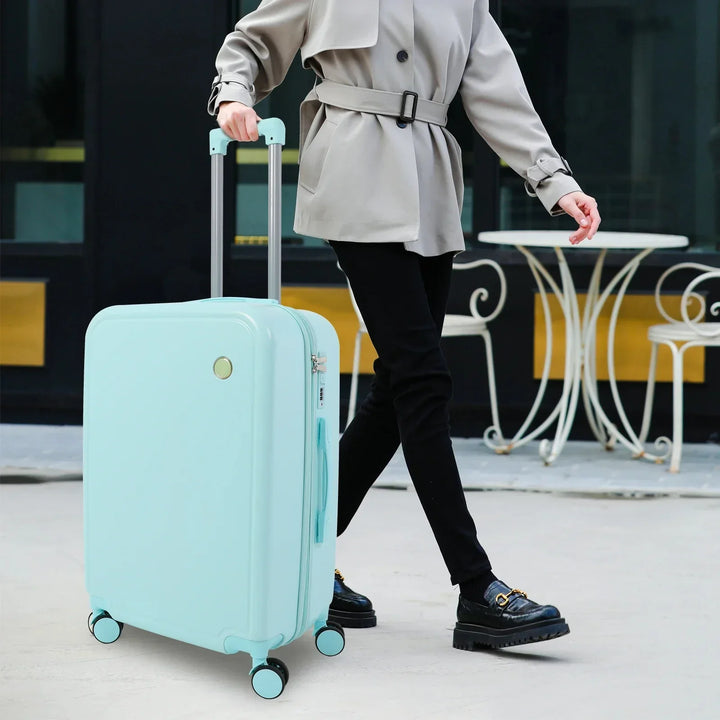 Complete groen-roze Vienna Duo hardshell kofferset, ideaal als handbagage en voor elke vakantie.