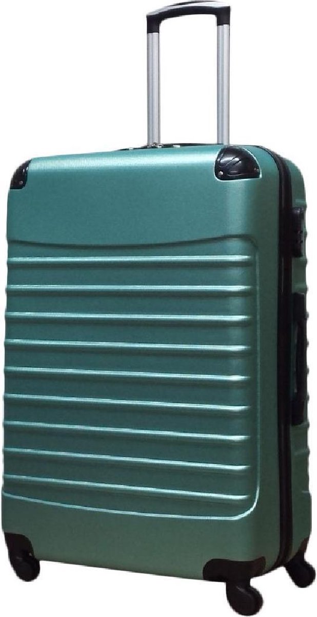 Praktische 2-delige groene hardcase bagage, ideale rolkoffer set voor moderne reizigers.