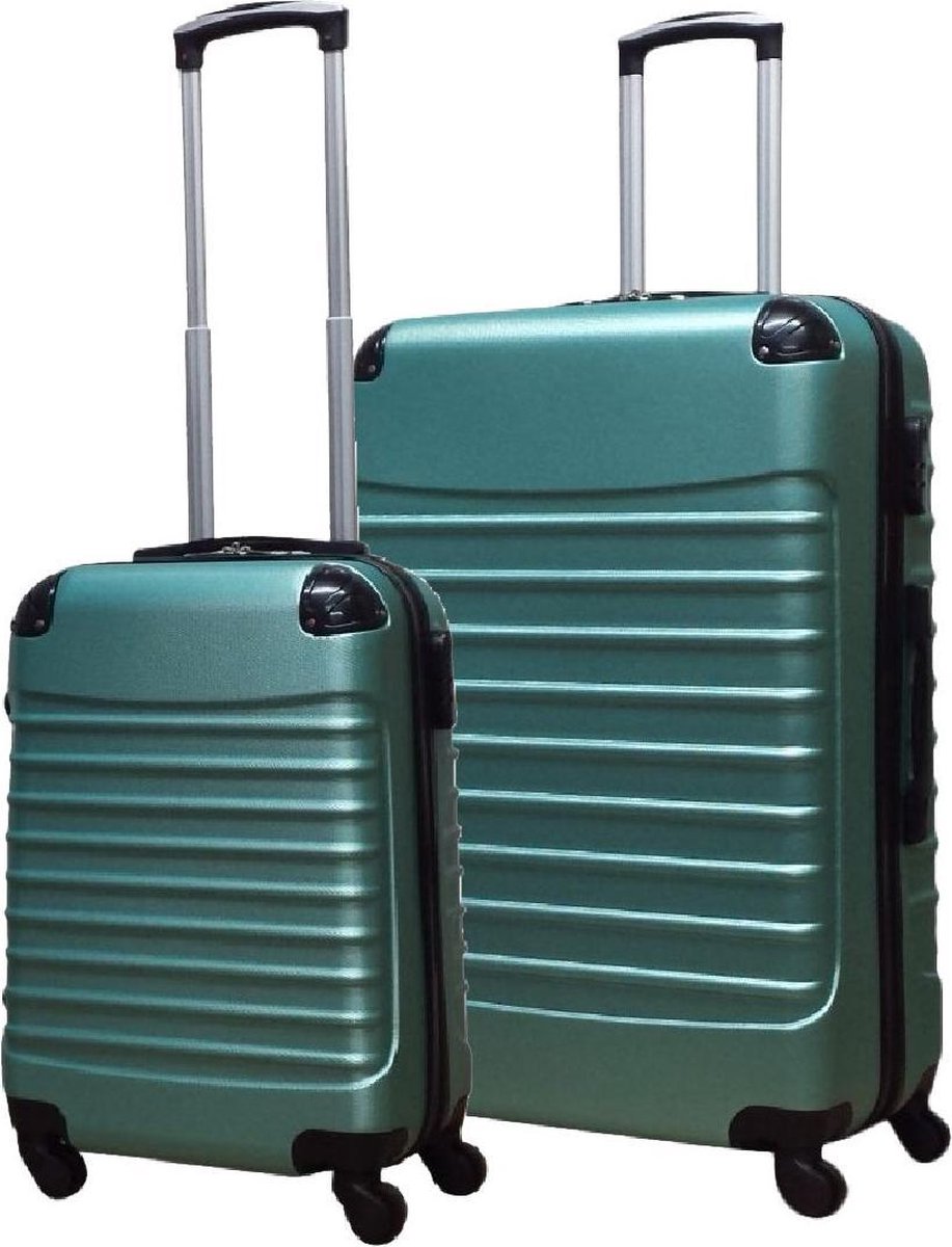 Stijlvolle Napoli hardcase reiskofferset in groen, perfecte bagage voor elke weekendtrip.